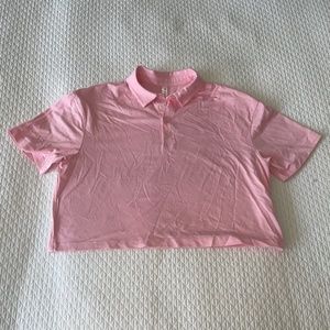 BRAND NEW Unused Fabletics Athletic Tennis Cropped Collared Shirt Pink